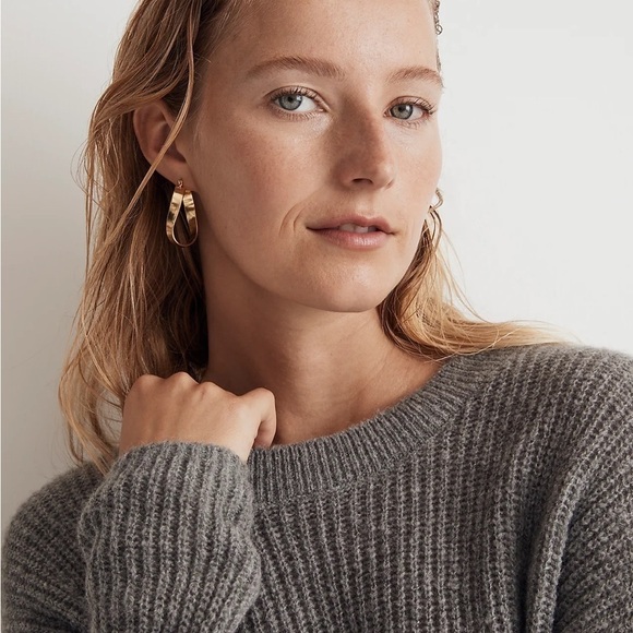 NWOT Madewell ribbed crewneck sweater heather pewter grey - Picture 4 of 7